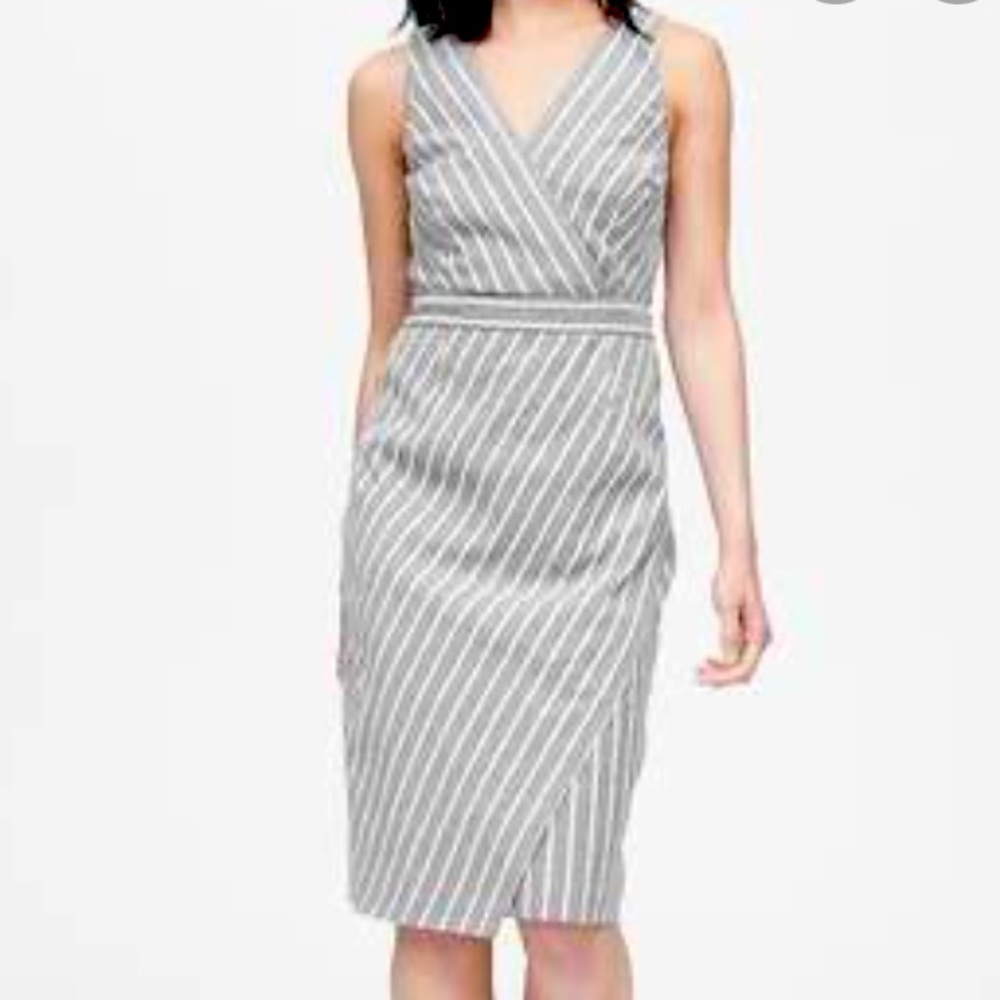 Banana Republic Linen Stripe Cotton Sheath Dress